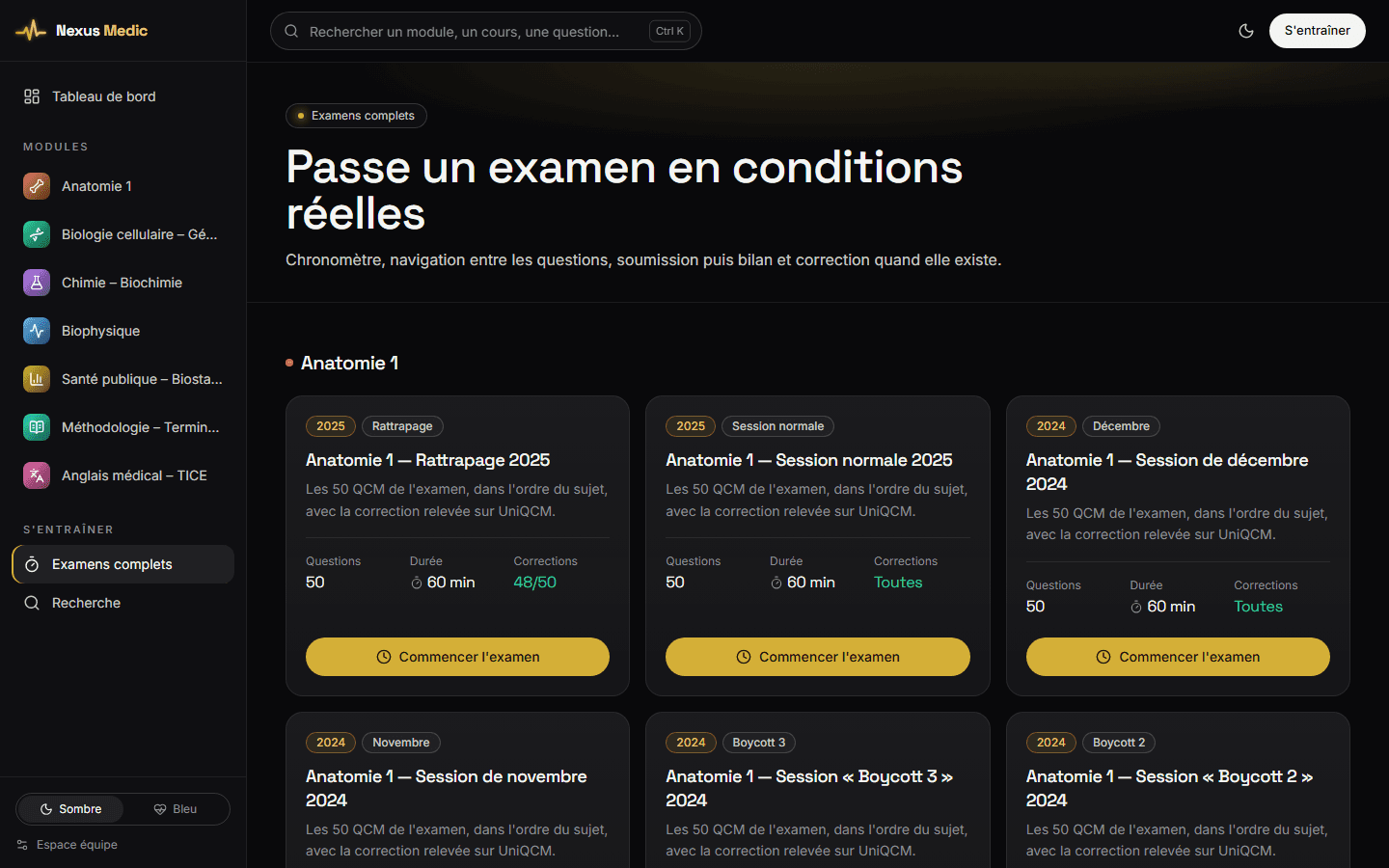Examens complets : les sessions à refaire en conditions réelles